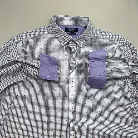 Penguin Shirt Adult 16 34/35 White Check Heritage Slim Fit Button Down Men - Picture 1 of 6